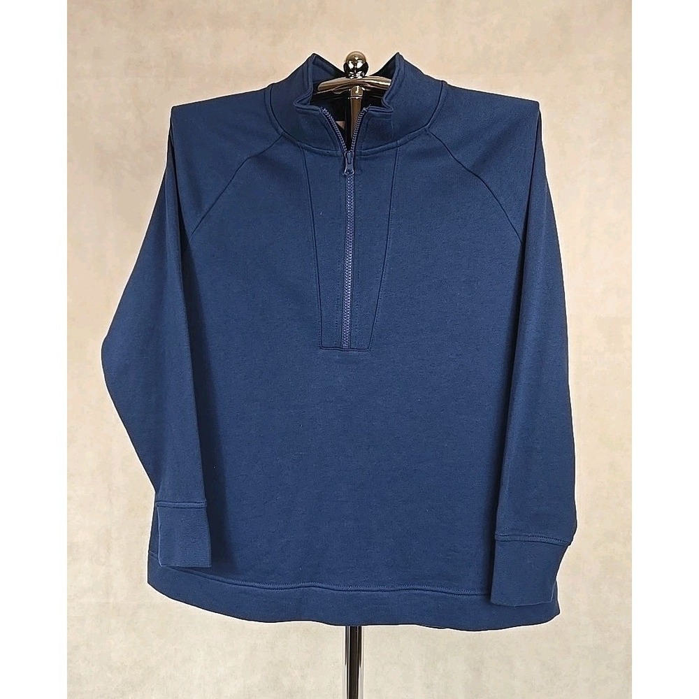 Terra‎ & Sky Womens Size 0X Sweatshirt Blue 1/4 Zip Pullover Fleece Top NWT